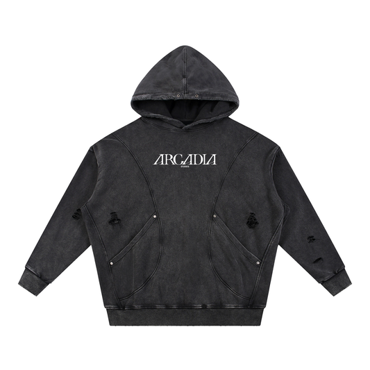 DISTRESSED LOGO HOODIE