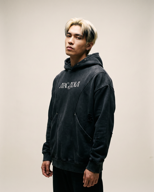 DISTRESSED LOGO HOODIE